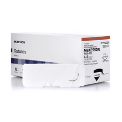 McKesson Absorbable Suture with Needle McKesson Polyglycolic Acid / PCL P-12 3/8 Circle Precision Reverse Cutting Needle Size 4 - 0 Monofilament