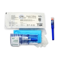 Cure Medical Intermittent Catheter Kit Cure Twist&reg; Female / Straight Tip 16 Fr. Without Balloon, 30/BX, 3BX/CS