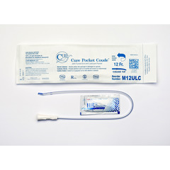 Cure Medical Urethral Catheter Cure Pocket Cath Coude Tip Uncoated PVC 12 Fr. 16 Inch