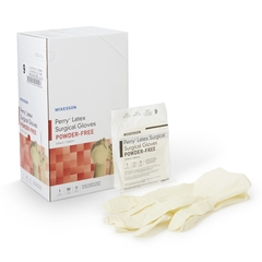 McKesson Surgical Glove Perry&reg; Performance Plus Sterile Cream Powder Free Latex Hand Specific Smooth Not Chemo Approved Size 9, 50PR/BX, 4BX/CS