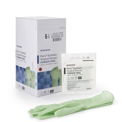McKesson Surgical Glove Perry&reg; Sterile Green Powder Free Polyisoprene Hand Specific Smooth Chemo Tested Size 6.5, 50PR/BX, 4BX/CS