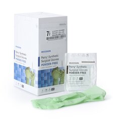McKesson Surgical Glove Perry&reg; Sterile Green Powder Free Polyisoprene Hand Specific Smooth Chemo Tested Size 7.5, 50PR/BX, 4BX/CS
