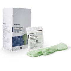 McKesson Surgical Glove Perry&reg; Sterile Green Powder Free Polyisoprene Hand Specific Smooth Chemo Tested Size 8, 50PR/BX, 4BX/CS