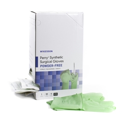 McKesson Surgical Glove Perry&reg; Sterile Green Powder Free Polyisoprene Hand Specific Smooth Chemo Tested Size 8.5, 50PR/BX, 4BX/CS