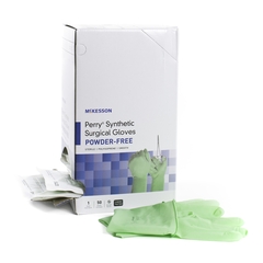 McKesson Surgical Glove Perry&reg; Sterile Green Powder Free Polyisoprene Hand Specific Smooth Chemo Tested Size 9, 50PR/BX, 4BX/CS