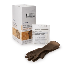 McKesson Surgical Glove Perry&reg; Sterile Brown Powder Free Latex Hand Specific Smooth Not Chemo Approved Size 6, 50PR/BX, 4BX/CS