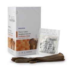 McKesson Surgical Glove Perry&reg; Sterile Brown Powder Free Latex Hand Specific Smooth Not Chemo Approved Size 7, 50PR/BX, 4BX/CS