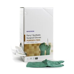McKesson Surgical Glove Perry&reg; Sterile Dark Green Powder Free Neoprene Hand Specific Smooth Chemo Tested Size 7, 50PR/BX