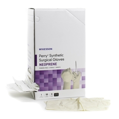 McKesson Surgical Glove Perry&reg; Synthetic Surgical Gloves Sterile Cream Powder Free Neoprene Hand Specific Smooth Chemo Tested Size 5.5, 50PR/BX, 4BX/CS