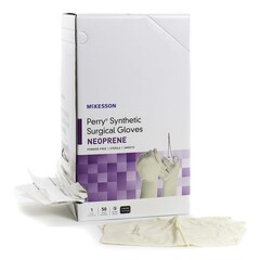 McKesson Surgical Glove Perry&reg; Synthetic Surgical Gloves Size 6.5 Sterile Polychloroprene Standard Cuff Length Smooth Cream Chemo Tested, 1/PR
