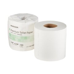 McKesson Toilet Tissue Premium White 2-Ply Standard Size Cored Roll 500 Sheets 3.98 X 4.49 Inch, 80/CS