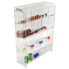 McKesson Tiered 4-Tier Tube Organizer 16 Place Accomodates Multiple Size Tubes Clear 15.5 X 5.5 X 20.75 Inch