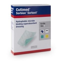 BSN Medical Super Absorbent Antimicrobial Dressing Cutimed Sorbion Sorbact 4 X 4 Inch 10 Count Sterile