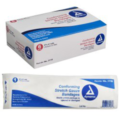 Dynarex Conforming Bandage Dynarex 6 Inch X 4-1/10 Yard 1-Ply Sterile 1 per Pouch