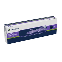 Halyard Exam Glove Purple Nitrile Max Large NonSterile Nitrile Extended Cuff Length Fully Textured Purple Not Chemo Approved, 50 EA/BX