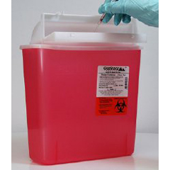 OakRidge Products Sharps Container OakRidge M Style Translucent Red Base 10-3/20 H X 4.67 W X 12.09 L Inch Horizontal Entry 1.25 Gallon
