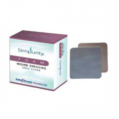 Safe n Simple Silver Foam Dressing Simpurity 2 X 2 Inch Square Sterile