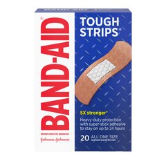 Johnson & Johnson Adhesive Strip Band-Aid Tough Strips 1 X 3-1/4 Inch Fabric Rectangle Tan Sterile, 20/BX