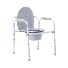 McKesson Commode Chair Fixed Arm Steel Frame Seat Lid Back 17 to 23 Inch