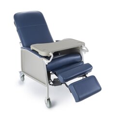McKesson Recliner Blue Vinyl Upholstered Four 5 Inch Casters With 2 Locks