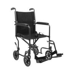 McKesson Transport Chair Steel Frame with Silver Vein Finish 250 lbs. Weight Capacity Fixed / Padded Arm Black