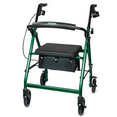 McKesson 4 Wheel Rollator 32 to 37 Inch Green Folding Aluminum 32 to 37 Inch