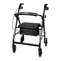 McKesson 4 Wheel Rollator 32 to 37 Inch Black Folding Aluminum 32 to 37 Inch