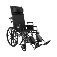 McKesson Reclining Wheelchair Padded, Removable Arm Style Mag Wheel Black 18 Inch Seat Width 300 lbs. Weight Capacity