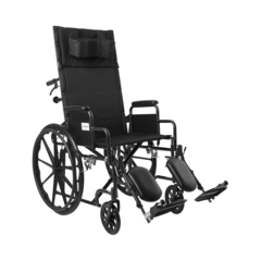 McKesson Reclining Wheelchair Padded, Removable Arm Style Mag Wheel Black 20 Inch Seat Width 350 lbs. Weight Capacity