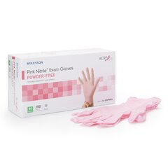 McKesson Exam Glove Pink Nitrile&reg; NonSterile Pink Powder Free Nitrile Ambidextrous Textured Fingertips Not Chemo Approved Medium, 250/BX