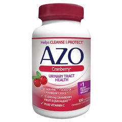 AZO Urinary Tract Health Dietary Supplement AZO&reg; Vitamin C (as ascorbic acid) / Cranberry (Vaccinium macrocarpon) Whole Fruit Powder 120 mg - 500 mg Strength Softgel 100 per Bottle