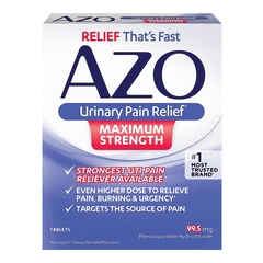 McKesson Urinary Pain Relief AZO Maximum Strength 99.5 mg Strength Phenazopyridine HCL Tablet 12 per Box, 1/BX