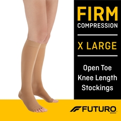 3M Compression Stockings Futuro™ Knee High X-Large Beige Open Toe