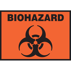 Accuform Pre-Printed Label Accuform Signs Warning Label Black / Orange Vinyl Biohazard w/Sign Black Biohazard 3-1/2 X 5 Inch, 1 Each