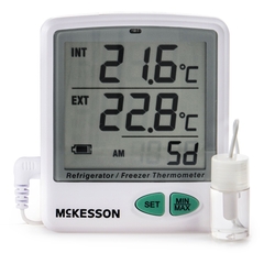McKesson Datalogging Refrigerator / Freezer Thermometer with Alarm Fahrenheit / Celsius -58&deg; to +158&deg;F (-50&deg; to +70&deg;C) Flip-out Stand Battery Operated, 1/EA