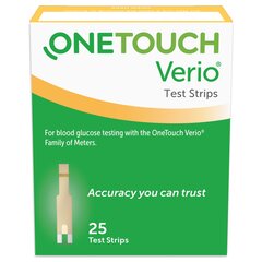 Lifescan Blood Glucose Test Strips OneTouch&reg; Verio&reg; 25 Strips per Box Our smallest sample size ever at 0.4 Microliter and fast results in just 5 seconds For OneTouch&reg; Verio&reg; Family of Meters, 6