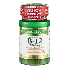 US Nutrition Vitamin Supplement Nature's Bounty Vitamin B12 2500 mcg Strength Tablet 75 per Bottle, 1/BO