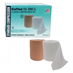 Andover Coated Products 2 Layer Compression Bandage System CoFlex TLC Zinc with Indicators 4 Inch X 6 Yard / 4 Inch X 7 Yard 35 to 40 mmHg Self-adherent / Pull On Closure Tan NonSterile, 16/CS