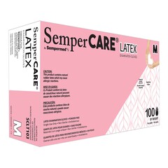 Sempermed USA Exam Glove SemperCare&reg; Latex Medium NonSterile Latex Standard Cuff Length Micro-Textured Ivory Not Rated, 1000/CS