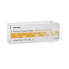 McKesson Test Tube Round Bottom Plain 10 X 75 mm 3 mL Without Color Coding Without Closure Glass Tube, 250/BX