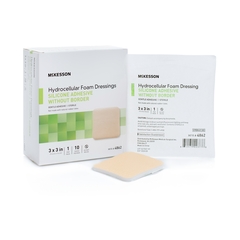 McKesson Silicone Foam Dressing 3 X 3 Inch Square Silicone Gel Adhesive without Border Sterile