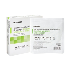 McKesson Thin Silicone Foam Dressing Lite 4 X 4 Inch Square Silicone Gel Adhesive with Border Sterile