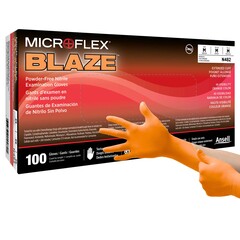 Microflex Medical Exam Glove MICROFLEX&reg; Blaze&reg; Medium NonSterile Nitrile Standard Cuff Length Textured Fingertips Orange Not Rated, 1000/CS