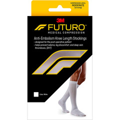 3M Anti-Embolism Stockings Futuro™ Knee High Large, Regular White Closed Toe, 6PR/CS