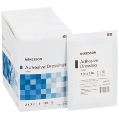 MON1088663EA - McKesson - Adhesive Dressing 2 x 3" Cotton / Polyester Rectangle White Sterile, 1/EA