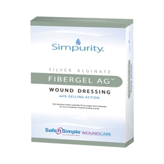 Safe n Simple Silver Alginate Dressing Simpurity Fibergel AG 4 x 4-3/4