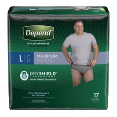 Kimberly Clark Professional Depend FIT-FLEx Male Adult Absorbent Underwear Pull On with Tear Away Seams Large Disposable Heavy Absorbency, 34 EA/CS