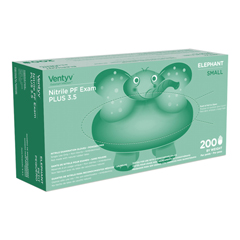 Ventyv Exam Glove Ventyv Plus 3.5 ELEPHANT Small NonSterile Nitrile Standard Cuff Length Textured Fingertips Violet Chemo Tested, 200 per Box