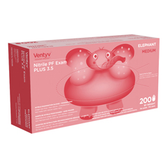 Ventyv Exam Glove Ventyv Plus 3.5 ELEPHANT Medium NonSterile Nitrile Standard Cuff Length Textured Fingertips Violet Chemo Tested, 200 per Box