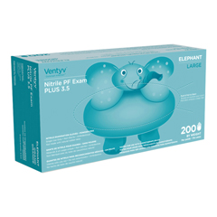 Ventyv Exam Glove Ventyv Plus 3.5 ELEPHANT Large NonSterile Nitrile Standard Cuff Length Textured Fingertips Violet Chemo Tested, 200 per Box
